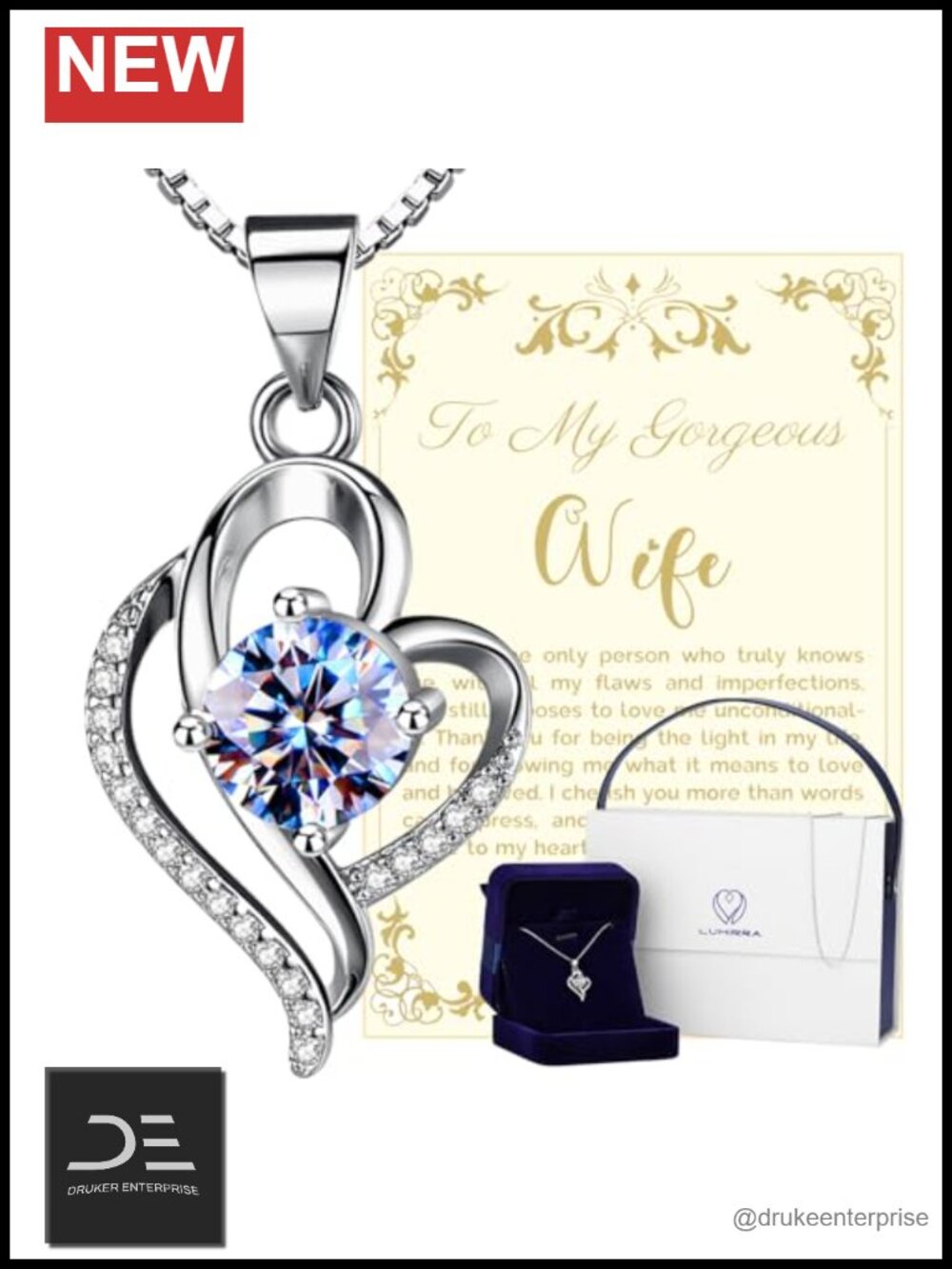 1 Carat Moissanite Pendant Necklace 925 Sterling Silver with 2 Chains
